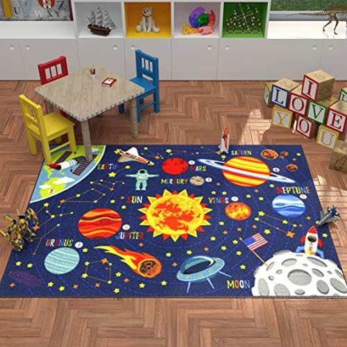 KC Cubs 3x5 Outer Space Solar System Toy Car Road Rug – Educational Play Mat Carpet for Kids, Toddlers, Nursery, Classroom, Playroom, Baby Daycare - Image 6