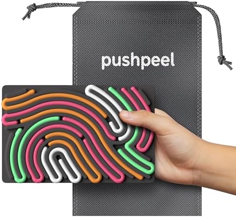 Pushpeel Sensory Activity Board: Silicone Fidget Toy for Calming, Stress, Anxiety, ADHD & Autism | Silent, No Mess | Kids 3+ & Adults | Includes Portable Travel Bag & 11 Strings (Granite) - Image 7