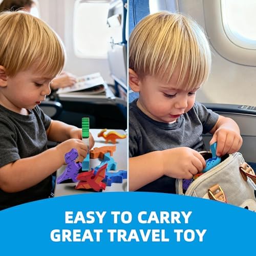 LiKee Wooden Stacking Dinosaur Toys for Kids 3-5 Montessori Toys for 3 4 5 6 7 8 Year Old Boys Girls Christmas Birthday Gifts for Kid Ages 4-8 Balance Competition Game for Family Stocking Stuffers - Image 5