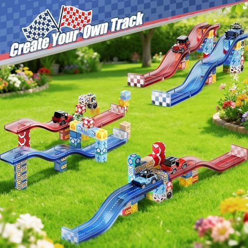 Magnetic Tiles Race Track Set, 52PCS STEM Educational - Image 3