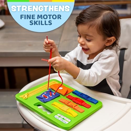 Buckle Toy, Busy Board, Green, Montessori Learning Toy for Toddlers - Image 2