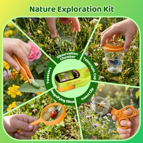 Handheld Microscope for Kids, Outdoor Explorer STEM Toy with Bonus Tools, 2.4" IPS Screen, Ergonomic Grip, Digital Camera, Photo/Video, Magnifier, Science Kit – Gift for Boys & Girls Age 3-12 - Image 7
