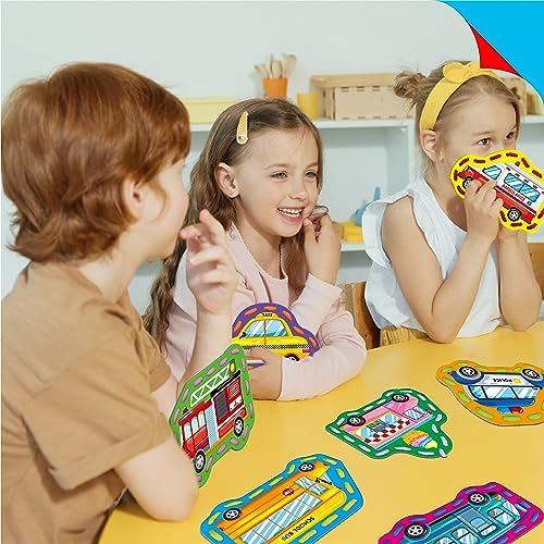 SpriteGru 9 Pieces Kids Lacing Cards, Double Sided Sewing Cards in 9 Vehicle Cards with 9 Colorful Laces, Imagination Development Lacing Toys Games for Children Educational and Learning Activity - Image 6