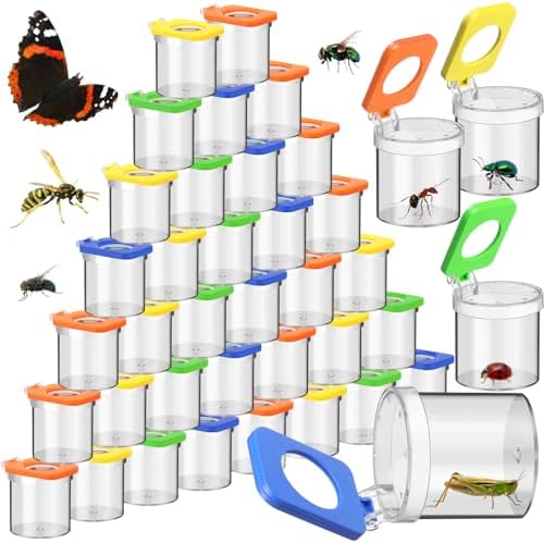 Halloscume 48 Pcs Insect Bug Viewer for Kids Magnifying Insect Box Bug Catcher Magnifier Container Critter Collection Kit Insect Cage Jar for Children Science Nature Exploration Tool by Halloscume