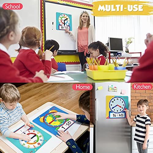 Large Magnetic Dry Erase Learning Clock for Kids Learn to Tell Time,12" Demonstration Teaching Time Practice Clock Analog Clocks with Pen, Classroom Supplies Homeschool Essentials Learning Resources - Image 7