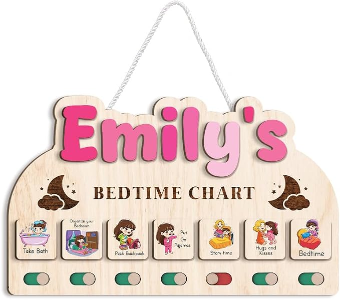 Bedtime Routine Chart, Night Time Routine Chart, Kids Routine Chart, Wooden Daily Night Routine Chart, Visual Schedule for Toddler Evening Routine by TinyKidz