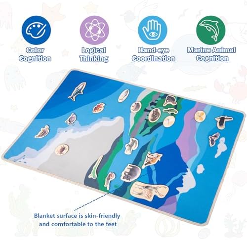 Montessori Land and Water Map with 25 Wooden Animals - Learning Geography and Zoology Mat Educational Toys,Interactive Learning Tool,World Map for Kids,Montessori Map for Kids 4-8 Years - Image 4