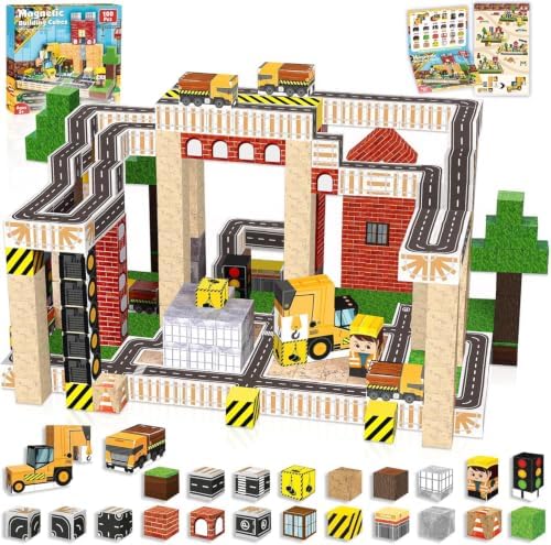 ToyUnited Magnetic Blocks - 100PCS Magnetic Building Blocks Magnet Cubes Stacking Construction Set, STEM Montessori Sensory Toys for Kids Boys Girls Ages 3-5 6-8 Holiday Birthday Gifts by BuildCreateExplore