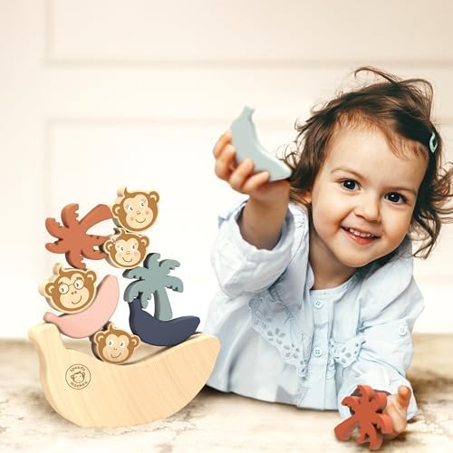 SPEEDY MONKEY Wooden See Saw Balance Game | Monkeys & Palm Trees Playset - Image 2