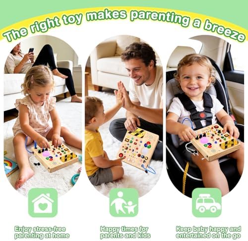 Grarain Busy Board for Toddlers - Montessori Educational Toy for 1-3 Year Old Boys & Girls | Travel-Friendly Sensory Learning Activity | Ideal for Kids with Autism(Busy Board v4) - Image 6