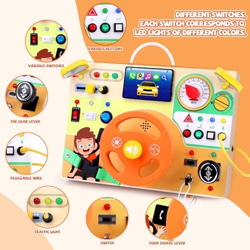 Hoarosall Busy Board,Montessori Toys for 1-3 Year Old Boys & Girls,Travel Activities for Toddlers,Sensory Toy for Kids with Autism,Perfect Christmas Birthday Gift Idea (Busy Board v6) - Image 2