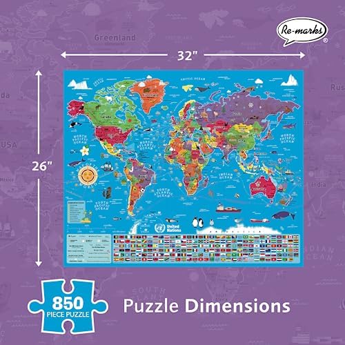 Re-marks Map of the World Deluxe Jigsaw Puzzle with Whimsy Pieces - Image 3