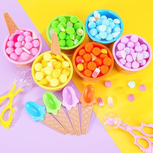 154 Pcs Ice Cream Sensory Bin Items Summer Counting Sorting Sensory Bin Filler Fine Motor Ice Cream Counts for Easter Day Summer Counting Decor - Image 3