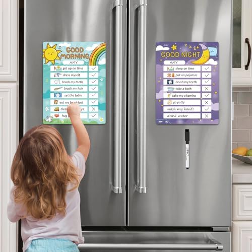 Magnetic Bedtime/Morning Routine Chart for Kids -Toddler Daily Schedule Chart at Home,Morning Checklist,Dry Erase Bedtime Checklist to Do List,Daily Routine Chore Chart for Kids - Image 6