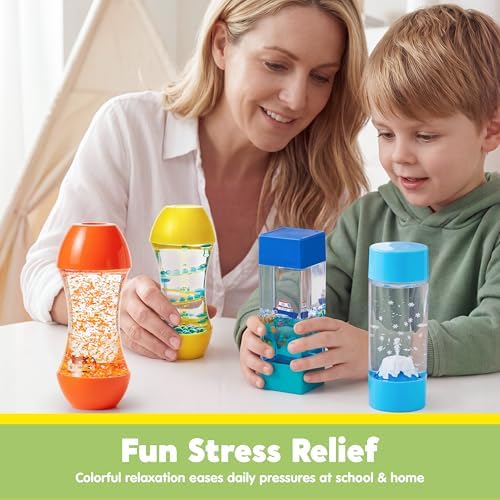 JOYIN 4-Pack Mini-World Fidget Tubes for Kids, Sensory Toys for Kids with Autism, Stress Relief Sensory Tubes, Preschool Toys for Kid, Toy for Autistic Kids 3-5, Birthday Gifts for Boys & Girls - Image 3