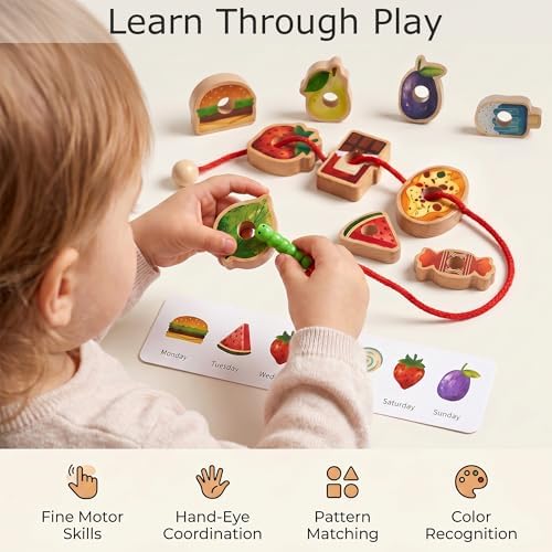 Wooden Caterpillar Lacing Toy, Fine Motor Skills Toy for Toddlers - Image 2