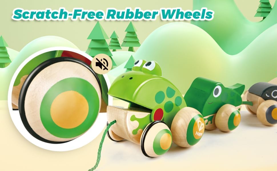 Hape Pull Along Frog Family with Anti-Rollover Wheels, Toddler Push and Pull Toys - Image 5
