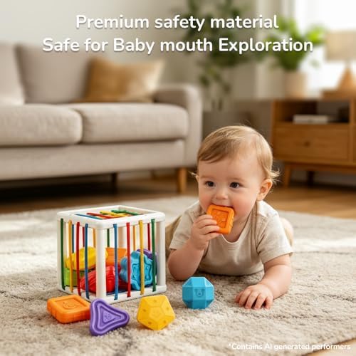 4 in1 Montessori Toys for 1 Year Old,17 Pcs Boys Girls 1st Birthday Gifts, Stacking Cups,Shape Sorter,Multi Sensory Shapes for Babies Early Educational Baby Travel Toys for Toddler 6-12 Months - Image 3
