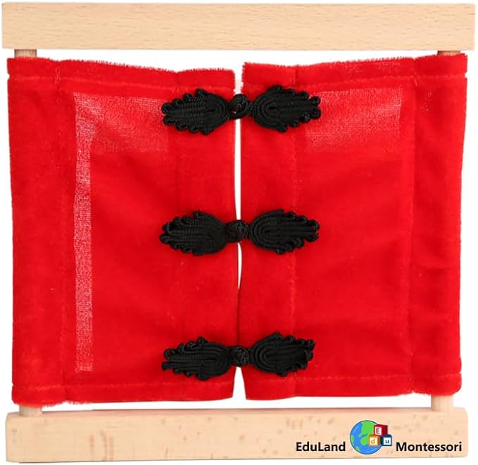 Practical Life Dressing Frames Set: Velcro Frame, Big Button Frame, Buckle and Strap Frame, Snap Fastener Frame, Lacing Frame, Bow Tying Frame, Zipper Frame, and Flower Knot Frame - Image 8