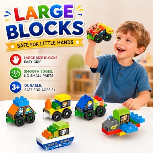 Toddler Car Building Blocks STEM Toy, Build 8 Cars - Image 2