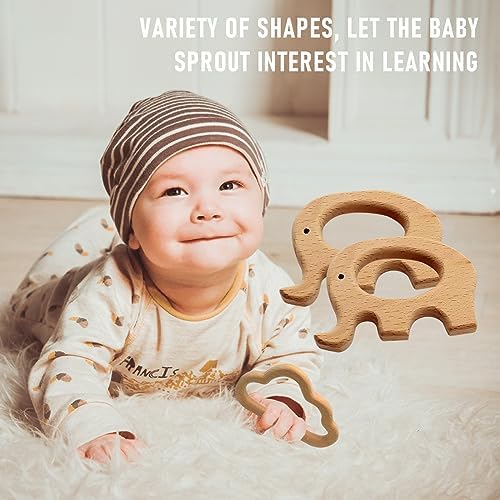12-Pcs Baby Teether Toys,Wooden Teethers for Babies - Wooden Animal Toys, Teething Rings, Toddler Chew Toys，Baby Teething Rings and Wooden Teether Set-Suitable for Children Over 36 Months - Image 3