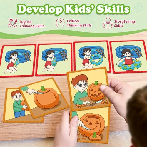Kasfalci Sequencing Cards,Sequence Board Game for Kids,Speech Therapy Materials Toys for Autism,Story Storytelling,Social Skills,Sentence Building,Preschool Learning Activities,Classroom & Homeschool - Image 4