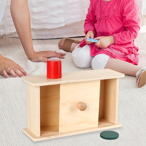 Milageto Montessori Imbucare Box, Object Permanent Box, Wooden Matching Box, Color Shape Sorting for Kids Baby, Wood Sliding lid - Image 2