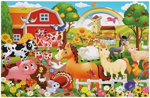 100 Piece Puzzles for Kids Ages 4-6 – Floor Kids Puzzles Ages 6-8 Year Old – Toy for Learning Farm Animals for 8-10 yo – Jigsaw Toddler Game for Boy and Girl Ages 3-5 by Unknown