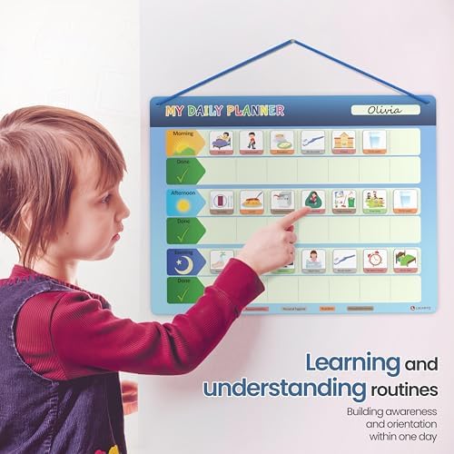 LIKARTO® Visual Schedule for Kids - Routine Chart for Kids - Magnetic Schedule with 147 Magnets - Chore Chart for Children - Morning Evening Bedtime Routine for Toddlers, Autism, ADHD - Image 5