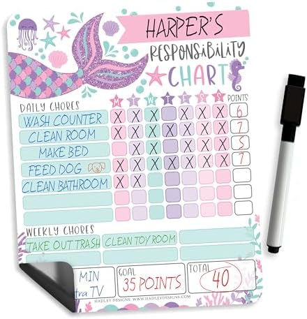 Magnetic Chore Chart for Kids Dry Erase Reward Chart for Home and Classroom by HadleyDesigns