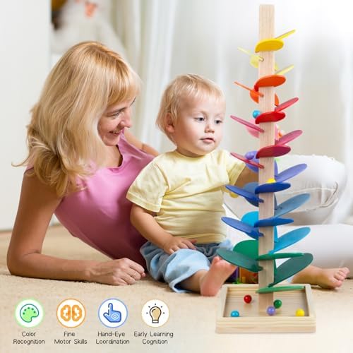 Wooden Marble Run Update Wooden Music Tree for Kids 3+ Years Old,Ball Drop Toy Montessori Toys for 3+ Birthday Gifts for Boys and Girls - Image 6