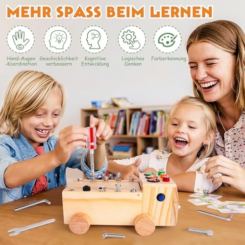 Montessori Schraubendreher Brett, Montessori Busy Board Spielzeug ab 2-6 Jahr, Montessori Activity Board Holzspielzeug Motorikspielzeug Lernspielzeug für Babys Kleinkinder Jungen Mädchen - Image 4
