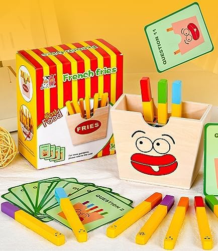 Wooden French Fries Sorting & Stacking Toys, Montessori Toys for 3+ Year Old, Preschool Educational Toys to Develop Fine Motor Skills - Image 5