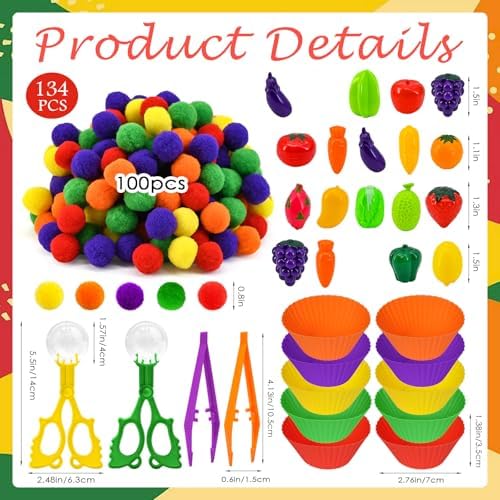 134 Pcs Farm Sensory Bin Filler Fruits Food Counting Sorting Sensory Bin Items Fine Motor Vegetable Counts for Easter Day Spring Summer Sorting Counting Decor (Farmer) - Image 2