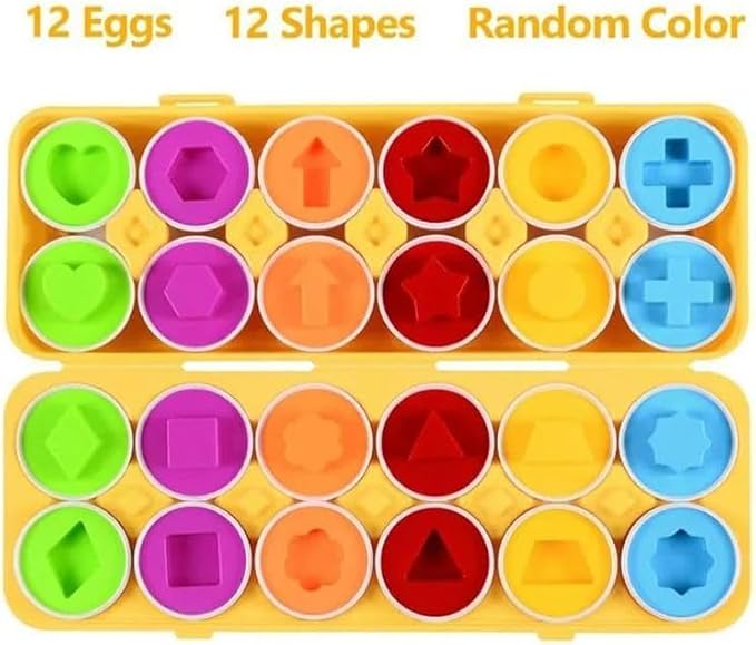 VUIYA Matching Eggs - Toddler Toys - Color Shapes Egg Set - Educational Color, Shapes and Sorting Recognition Skills - Sorting Puzzle for Kid Baby Toddler Boy Girl, Easter Basket Gift (12 Eggs) - Image 5