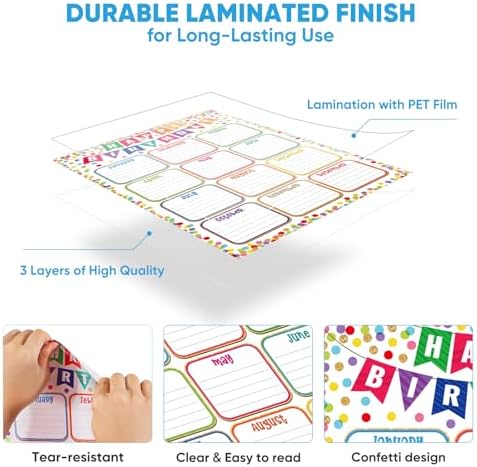 FaCraft Reusable Classroom Birthday Chart Poster - 11.2" x 16.5" Laminated - Image 4