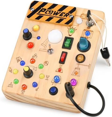 LED Busy Board for Toddlers - Montessori Sensory Toys for 1 2 3 Years Old by Dreamon