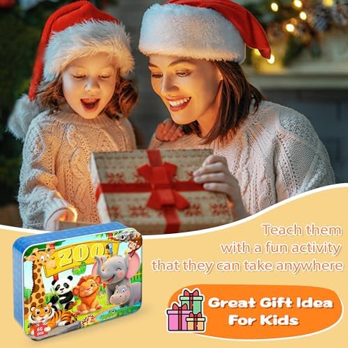 LELEMON Puzzles for Kids Ages 4-6,Zoo 60 Piece Puzzles for Kids Ages 6-8 in a Metal Box,Children Jigsaw Puzzles Kids Puzzles,Educational Learning Puzzle Toys for Girls and Boys - Image 7