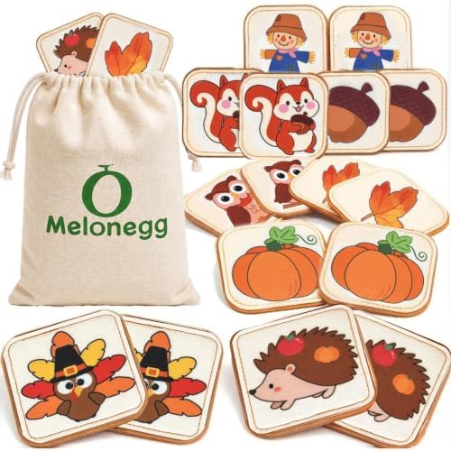 Felt Matching Game for Toddlers, Autumn Harvest Montessori ToysTravel Toys or 1-3 Memory Flash Cards for 2 3 Year Old, Soft Safe Preschool Educational Gifts for Boys Girls by Melonegg