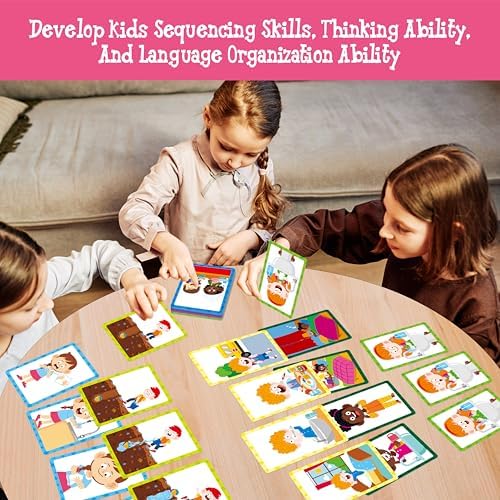 4-Scene Sequencing Cards, 72 Sequence Card Game for Preschool, Kids Learning Order and Logic, Speech Therapy Materials for Autism, Early Learning Activity-Storytelling, Social Skills,Sentence Building - Image 5