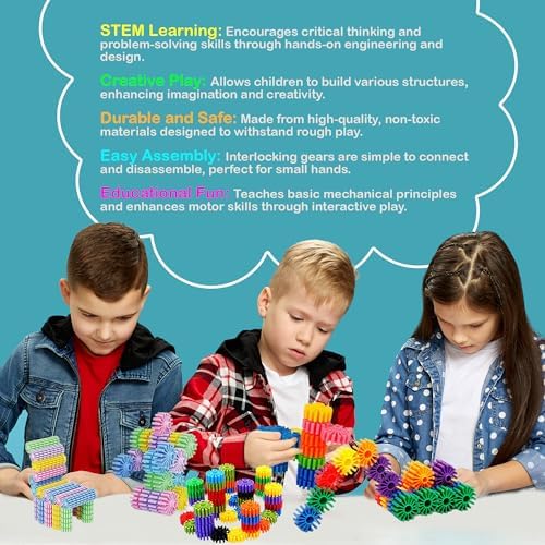 STEM Building Blocks Toys for Kids – Educational and Safe Gear Interlocking Construction Playset – Develop Creativity Preschool Brain Teaser Toys Gift for 3 4 5 Years Old Kids Boys Girls - Image 2