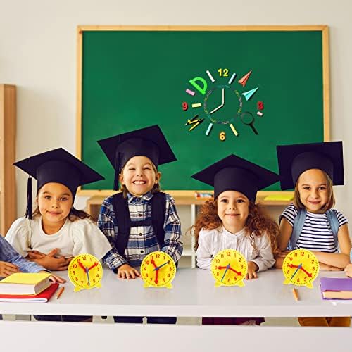 Henoyso 48 Pcs Teaching Clock for Kids 4'' Clocks Classroom Set, Yellow - Image 6