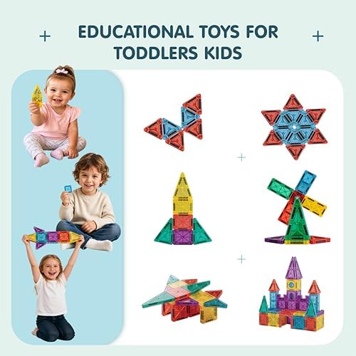 Mini Magnetic Tiles 34PCS Travel Set with Metal Box for Kids 3-6 - Image 3