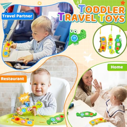 3PC Fidget Popper Sensory Toys Airplane Travel Activities for Toddlers Pop It Fidget Toys for 12+ Month Babies 1 2 3 Year Old Girls Boys Christmas Stocking Stuffer Easter Basket Stuffer Gift - Image 3