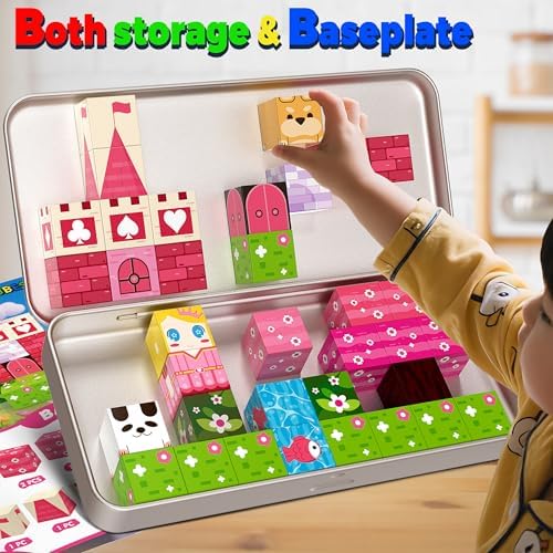 Princess Magnetic Building Blocks Travel Toys - 35PCS Magnet Cubes for Kids Ages 4-8, STEM Learning Toys, Portable Magnetic Toys Set for Toddlers 3-5, Boys & Girls，Birthday Gifts, Classroom Prizes - Image 2