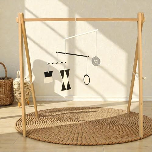 Montessori Mobile Mega Set with Baby Gym – 12-Piece Handmade Newborn Visual & Sensory Development System (Bell and Ring Mobile, Gobbi, Dancer, Octahedron, Wooden Musical, Puzzle Ball) (Emerald) - Image 3