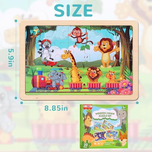 Wooden Educational Jigsaw Puzzles for Preschool Kids Ages 3-5, 4-Pack with 20 Pieces Dinosaur, Space, Transportation Wood Puzzles Set, Kids Brain Teaser Toys, Gifts for Boys Girls Ages 3 4 5 6 - Image 5