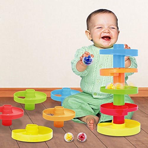 WEofferwhatYOUwant Ball Drop Toy – 14-Piece Expandable STEM Tower Set for Toddlers 9M+ | DIY Bridge, 1.8" Rattle Balls, Stackable Ramps | Safe, Durable Polypropylene | Interactive & Imaginative Play - Image 2