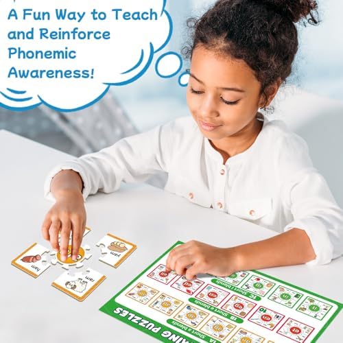 Torlam Phonics Puzzle Cards Level 1-4, Learn to Read Rhyming Games Phonics Flash Cards Spelling CVC Words, Digraphs Blends, Long Vowel, Silent E, Trigraphs Sight Words for Toddlers Kids Kindergarten - Image 3
