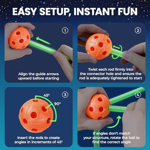 Tiny Land Glow Fort Building Kit for Kids Ages 4-12, STEM Building Toy - Image 6
